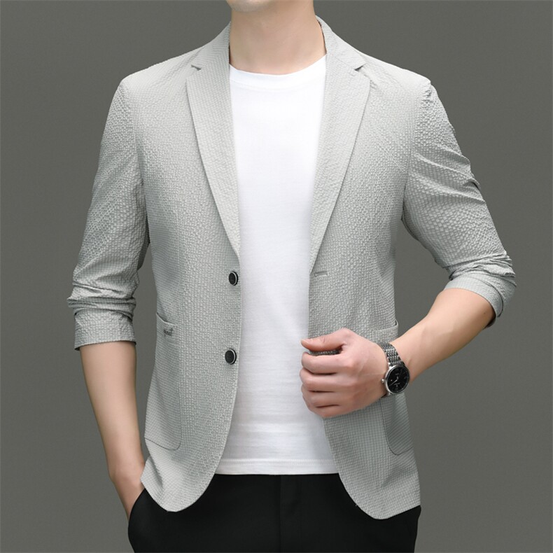 冰丝防晒西装男士高端商务单西礼服夏季新薄款休闲西服外套男,男装防晒衣,钱塘6003（原4033）