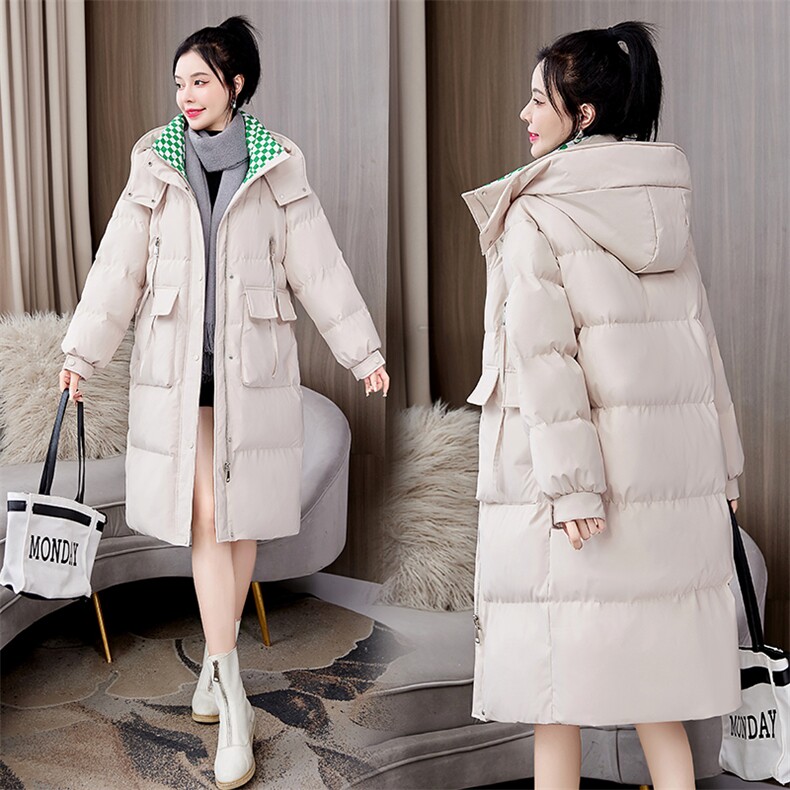 2022冬季新款女装长款羽绒棉服时尚保暖显瘦外套,女装棉衣/棉服,关键词