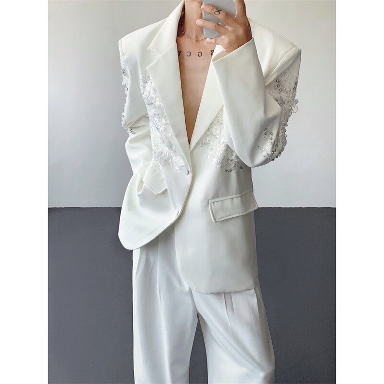 现货25设计感男士礼服婚礼立体亮片刺绣重工西装外套xz146-p178,男装西服套装,电商B288