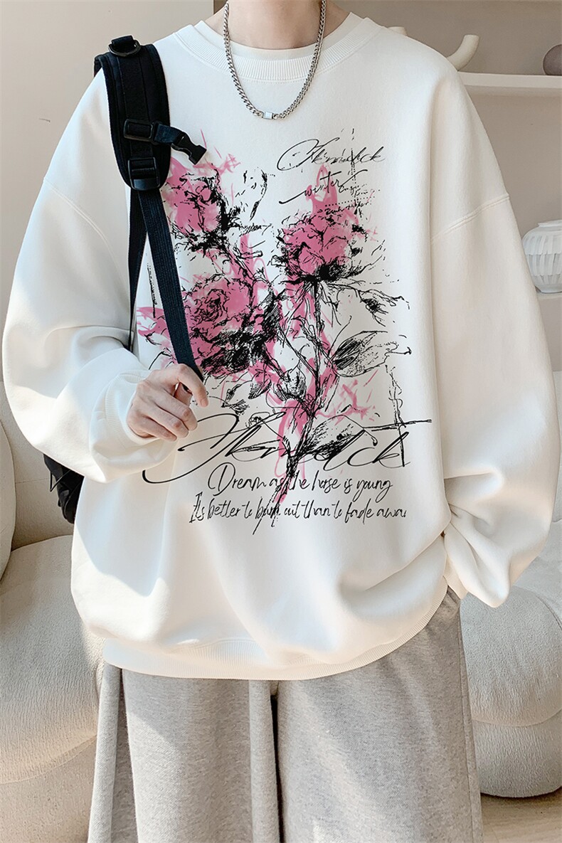已注册/华棉内景春秋重磅宽松圆领卫衣男落肩WY00640/P35加绒P45,男装卫衣,电商B316