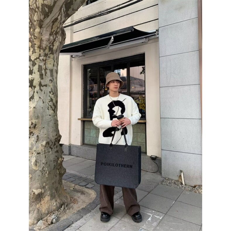 MM142-P68秋冬加厚毛衣潮流宽松抽象针织衫冬季港风慵懒线衣外套,针织衫/毛衣,星座617A-2