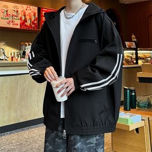 JK5009/P65春装新款连帽夹克男潮上衣感谢织带设计百搭外套