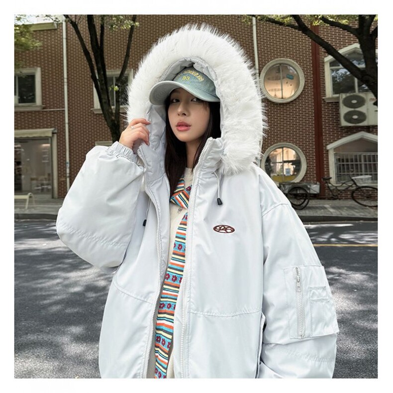 【高品质】情侣款大毛领派克服羽绒服保暖棉服外套T601-P105网图图片