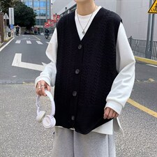 针织背心港风毛衣V领潮外套日系宽松休闲百搭学生马甲男M510-P38，男装针织衫/毛衣，星座512-2