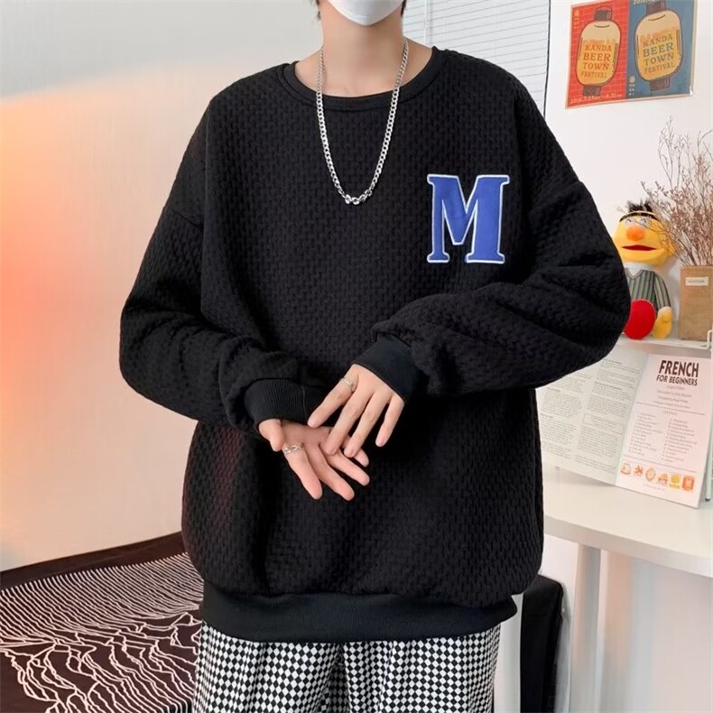 华夫格圆领卫衣男潮牌港风男生上衣WY03P28,男装卫衣,星座1116-2