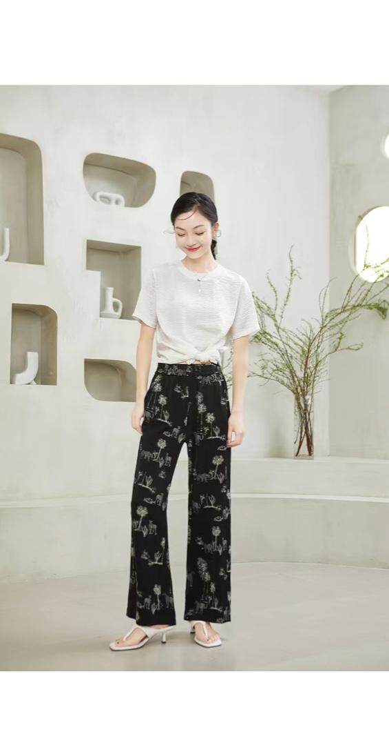 现货夏款趣味印花阔腿裤，其它，觅处