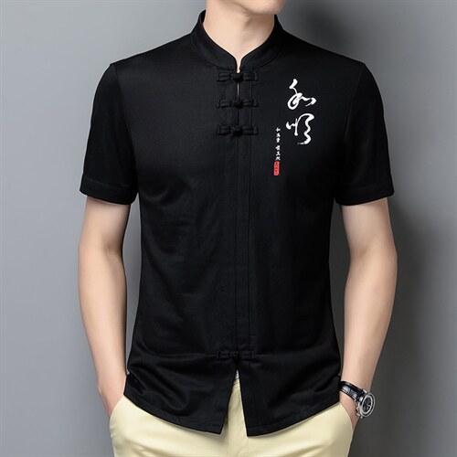 唐装男短袖2023新款上衣中老年爸爸夏装风老人衣服，男装民族服装，电商B212（原钱塘6029）