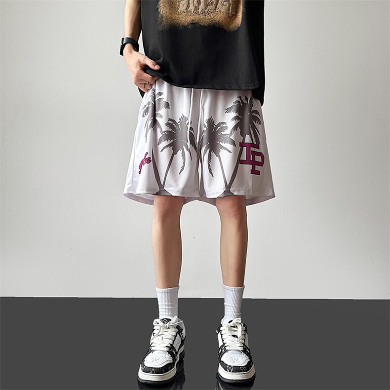 沙滩短裤男韩版潮流印花高街2023夏新款ins宽松五分裤K3960-P24,男装休闲裤,星座412-3