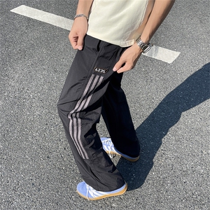 夏季薄款速干休闲裤男潮流三条杠宽松直筒运动裤子K04537-P38图片