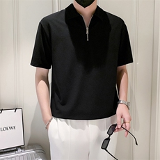 23翻领拉链男士T恤B226-8012-p4895%涤纶5%氨纶，男装T恤，电商A210