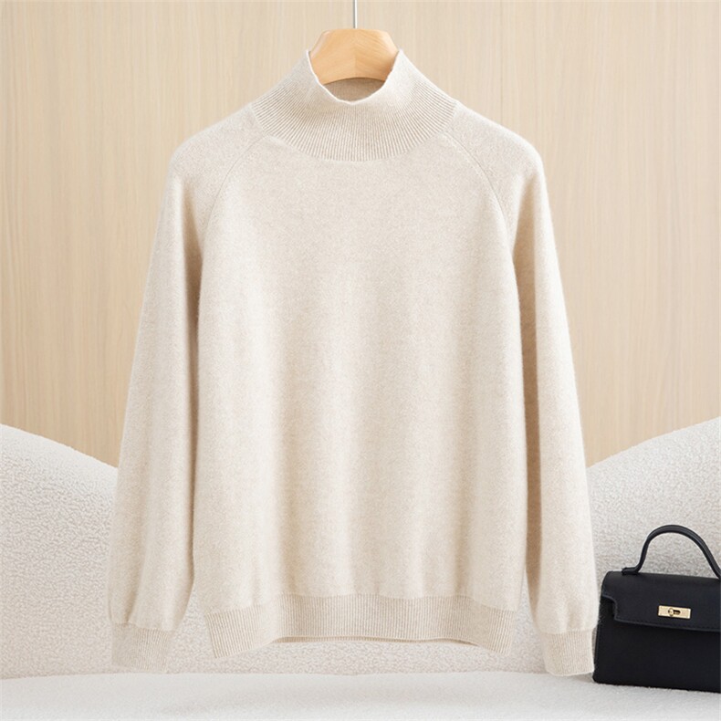 秋冬季新款高领长袖潮流百搭显瘦打底衫羊绒衫女，女装羊绒衫，恒爱羊绒