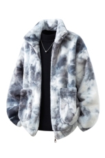 1羊羔毛棉衣潮扎染情侣大码M-5XL毛绒外套男YG7503P128控168，男装棉衣，星座226-2