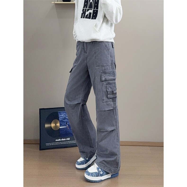 B221美式ins高街暗黑宽松直筒洗褪工装牛仔裤LK25438-P75控98,男装牛仔裤,电商B221