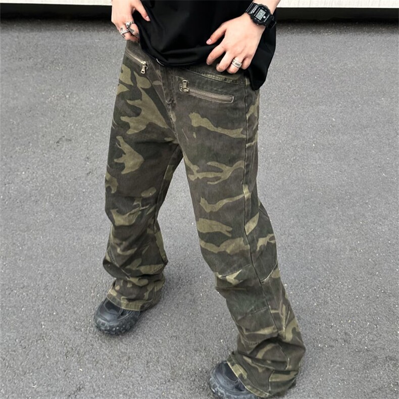 美式hiphop迷彩裤男高街潮牌痞帅宽松微喇休闲工装裤子GM25-P68,男装休闲裤,星座1008