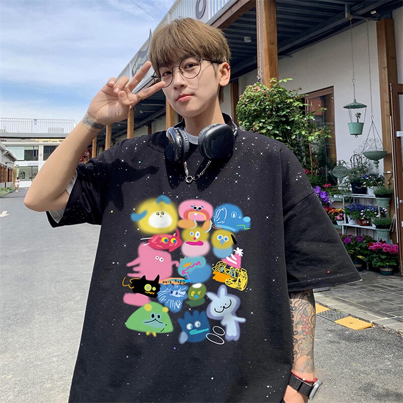 量大优供抖音视频支持得物配合二开美式满天星亮片短袖T恤MTX390,男装T恤,电商A486
