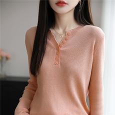 早秋V领针织打底衫女2025新款春秋内搭上衣洋气大码女装秋冬毛衣，女装羊毛衫，佳绒包芯纱店
