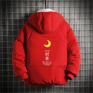 MY16047-P100 加厚加绒连帽衣男大码服男面包服男 网格挂拍图片