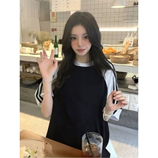 抖音得物品质二开240克宽松纯棉美式潮牌插肩三杠织带短袖T恤，男装T恤，电商A486-1