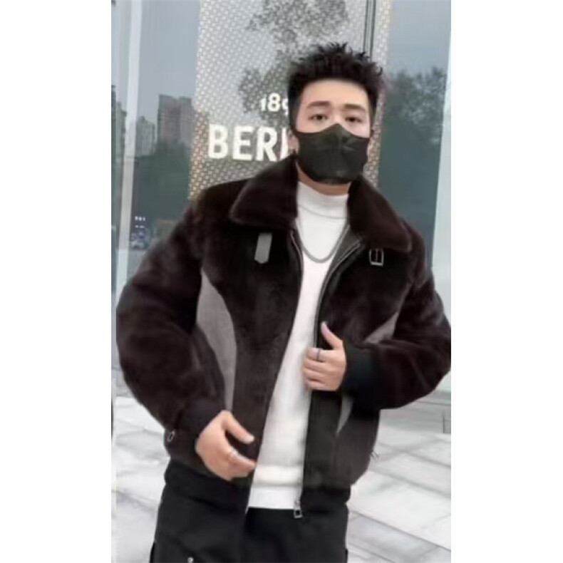 (网图)水貂绒皮毛一体外套男士皮草大衣金貂绒外套313B-1712-P170,女装短外套,星座313B