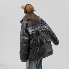 中性风23新款冬季时尚百搭宽松PU皮棉服外套MY455P115控158，男装棉衣，A247A
