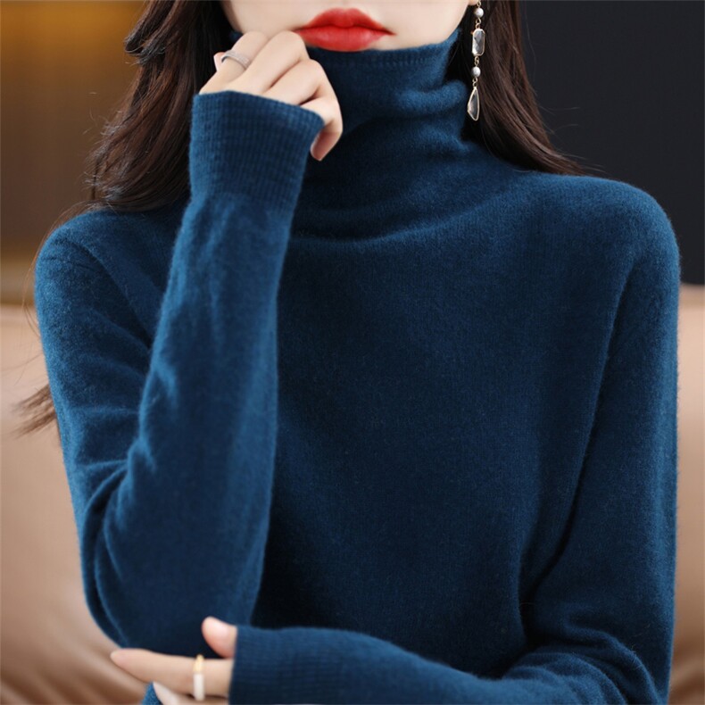 反季清仓秋冬堆堆领纯貂绒毛衣女套高领针织衫加厚大码打底衫,女装羊毛衫,大美人高端店
