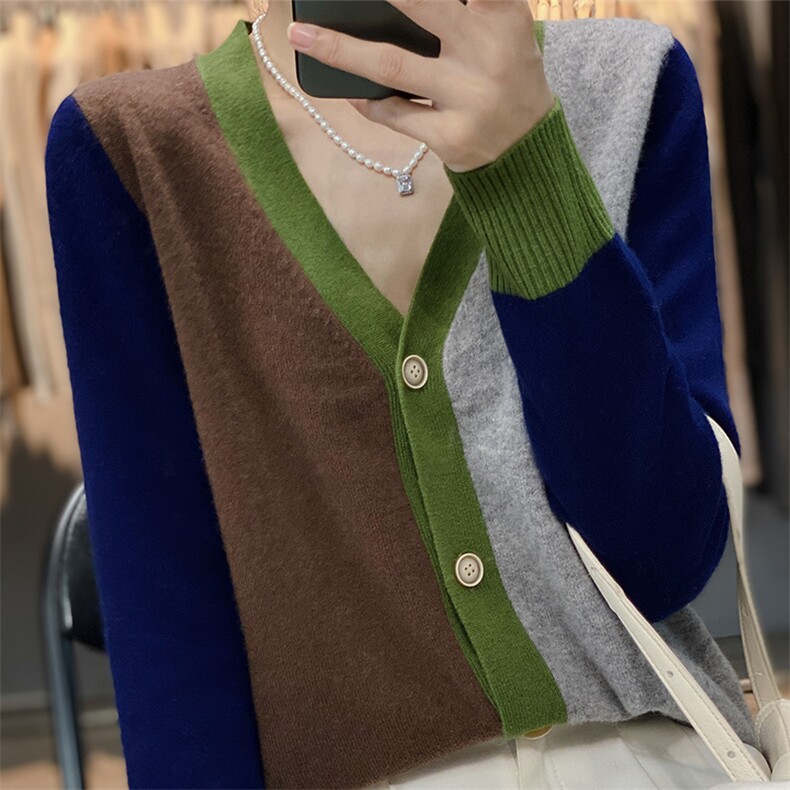 V领开衫新款秋冬季针织衫羊毛衫女2024年秋季,女装羊毛衫,琳尚羊绒