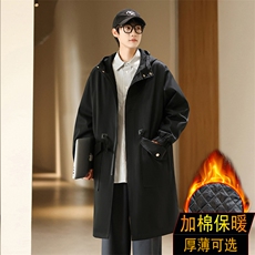 4W件加绒风衣男中长款大衣棉衣男F994薄P95加棉P110港风九，男装风衣，星座401