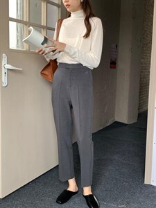 〖现货〗高腰显瘦通勤小脚西裤，9分裤版型休闲好驾驭，后半松紧图片