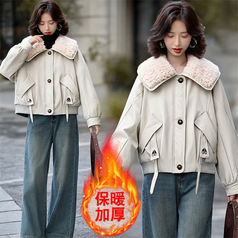 （现货）冬季新款时尚保暖棉服加绒加厚外套娃娃领棉衣女短款,女装棉衣/棉服,韩蔻秀