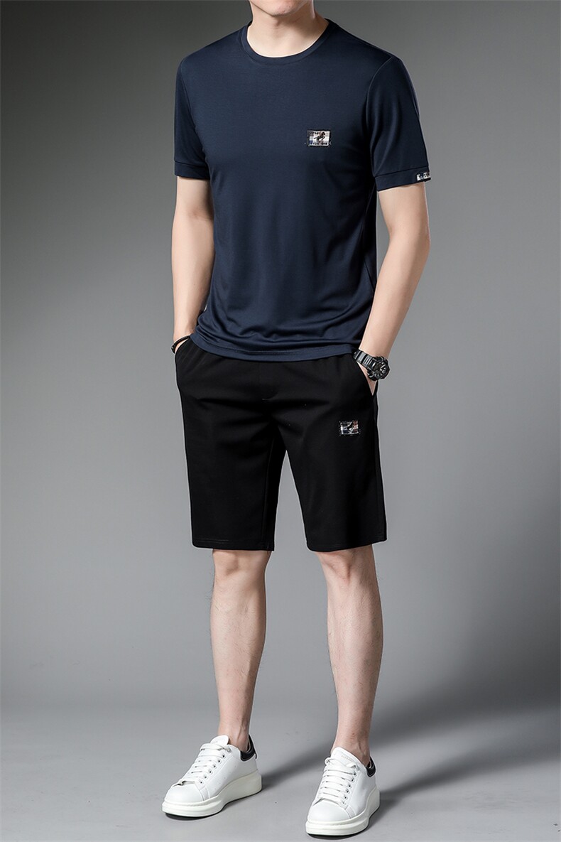 中年运动服三件套夏季男装冰丝薄款短袖长裤套装时尚休闲三件套,男装休闲套装,电商B212（原钱塘6029）