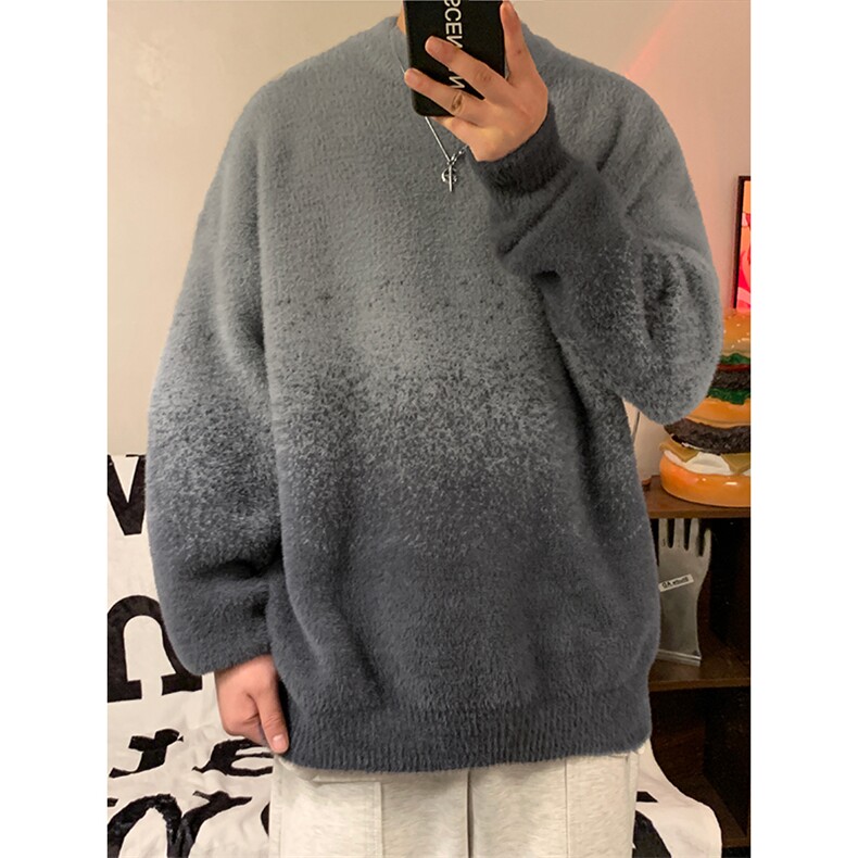 冬季毛衣D5588-TP5078韩系设计感高街渐变仿貂毛针织毛衣男,男装针织衫/毛衣,电商A102