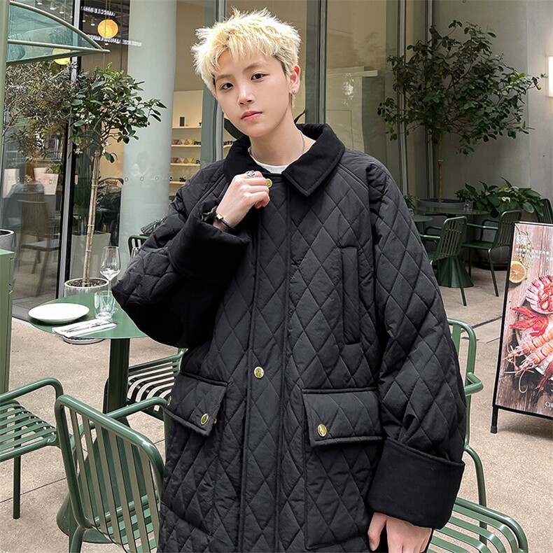 特批P100无差价美拉德风灯芯绒菱格翻领棉衣男士休闲保暖棉服M53,男装棉衣,电商A001-1