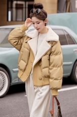 现货可推2024冬季新款毛领修宽松显瘦短款白鸭绒羽绒服女，女装羽绒服，韩宇舍