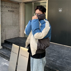 网撞色立领棉衣外套男女冬季宽松休闲小众棉服潮B93-P78，男装棉衣，星座910-1