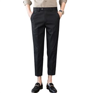 C783 2021春夏款休闲男裤子九分裤小西裤4色基础款-灰色图片