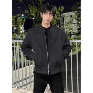 重磅棒球服领外套男秋春痞帅夹克倒三角解构设计感上衣J879