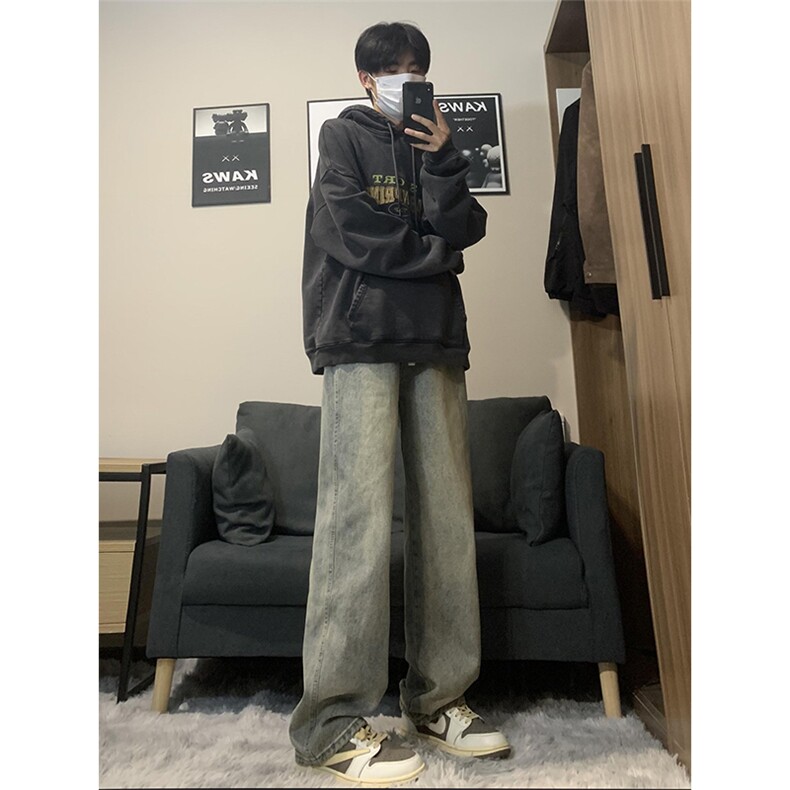 XZ213-NZBZ01-P60控78港风日系复古vibe潮流阔腿拖地牛仔裤男潮,男装牛仔裤,星座213