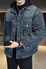 标50白鸭绒羽绒服男假两件连帽牛仔外套潮男上衣B317/Y999/P238，男装工装外套，电商B317