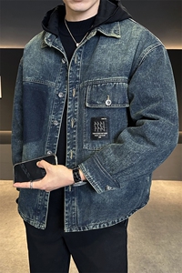 标50白鸭绒羽绒服男假两件连帽牛仔外套潮男上衣B317/Y999/P238图片