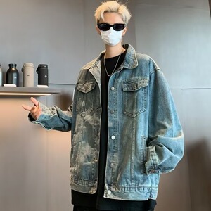 潮复古港风休闲夹克男士春秋季简约常规长袖方领潮流新款8852/P65图片
