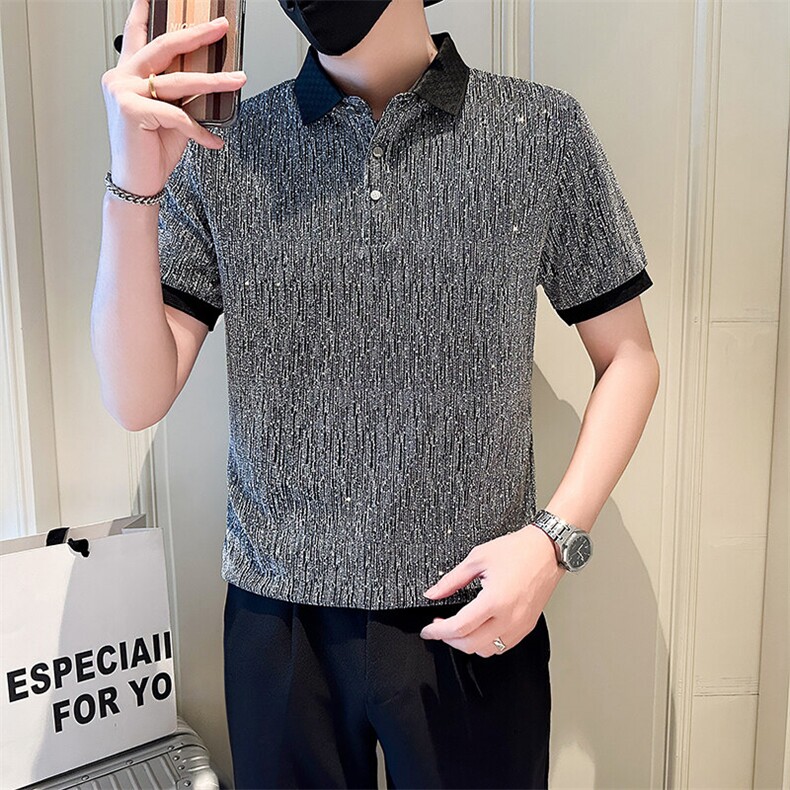 店主风社会小伙男士烫砖翻领POLO衫男潮流T恤301A-1/PL111/P53,男装T恤,星座301A-1