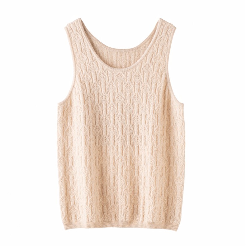 2025秋冬新款女羊绒衫100%纯山羊绒圆领慵懒简约居家针织吊带马甲，女装背心吊带，濮尚羊绒