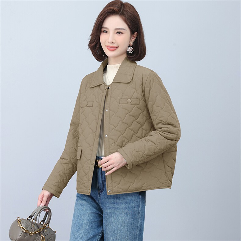 2023年冬季翻领小香风绗绣短款棉衣,女装棉衣/棉服,文熹诺
