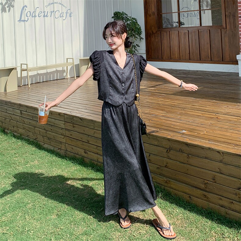 黑色小香风不撞款套装裙女夏2025新款高级感气质名媛半身裙两件套,女装套装/套裙,2C255