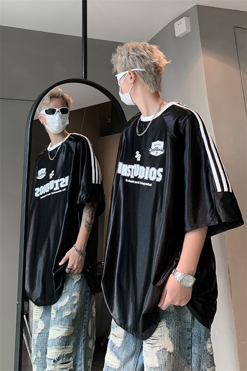 男装短袖T恤2025夏季条纹字母印花五分袖体恤XZ514-2-202468-P58,男装T恤,星座514-2(原B239)