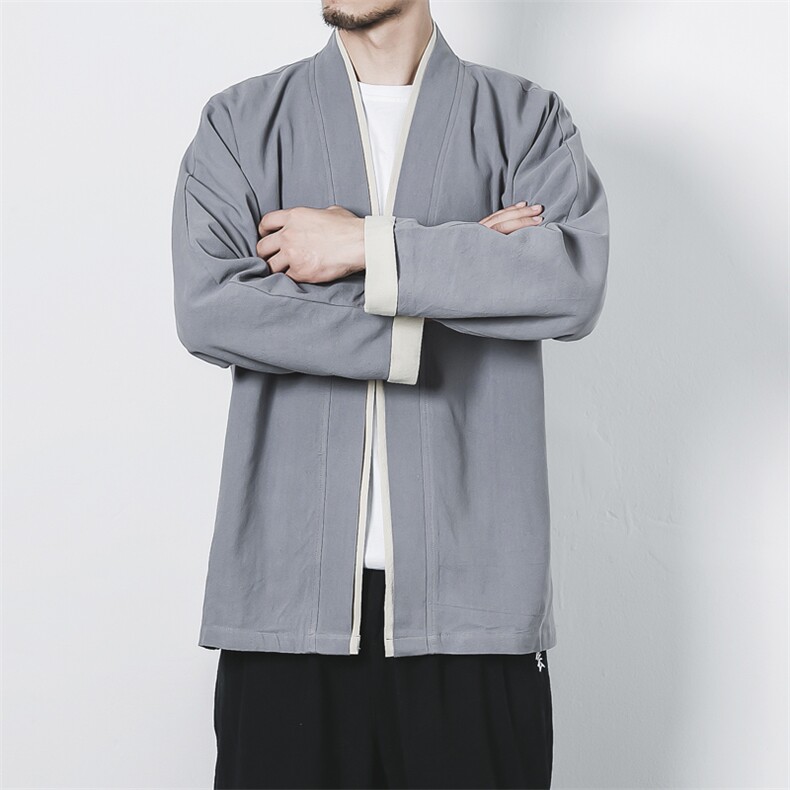 风唐装大码夹克外穿开衫复古休闲盘扣男装茶服道袍 JK602 P90图片