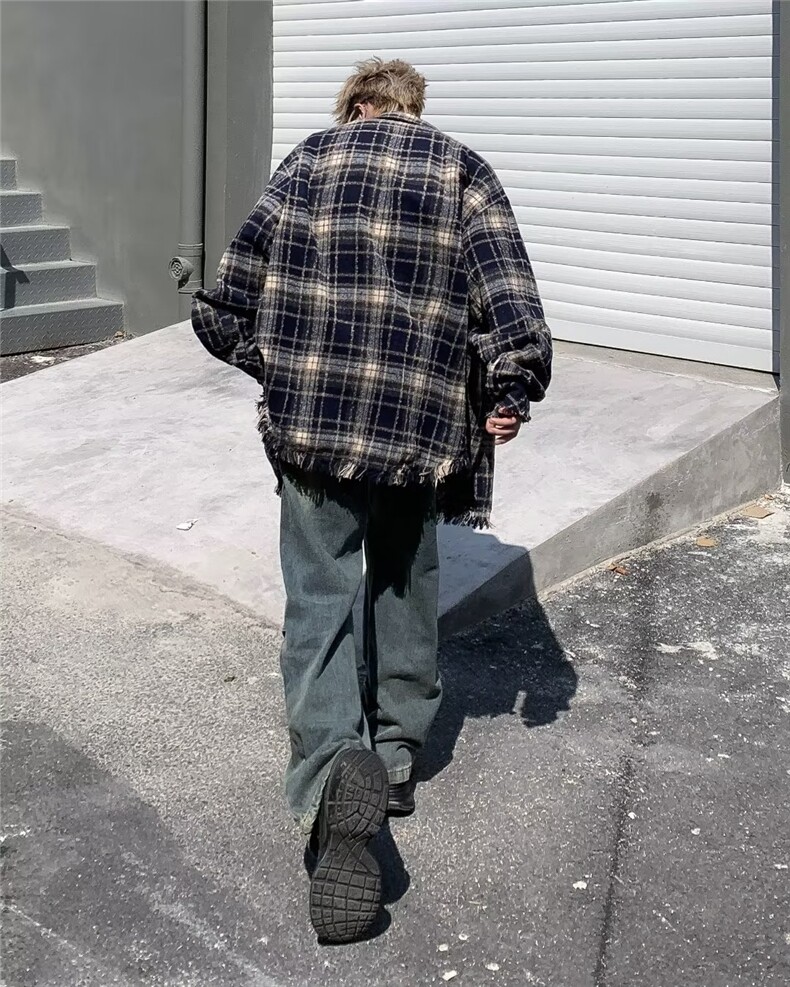 美式秋冬季新款毛呢格子外套W9294P55,男装夹克,星座1116-2