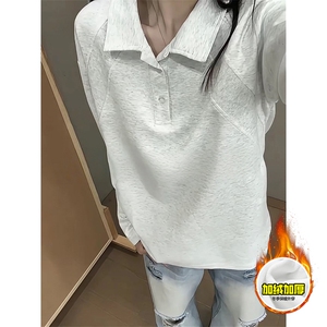 抖音得物高品质美式高街重磅曼巴棉结构螺纹拼接翻领卫衣长袖T恤图片