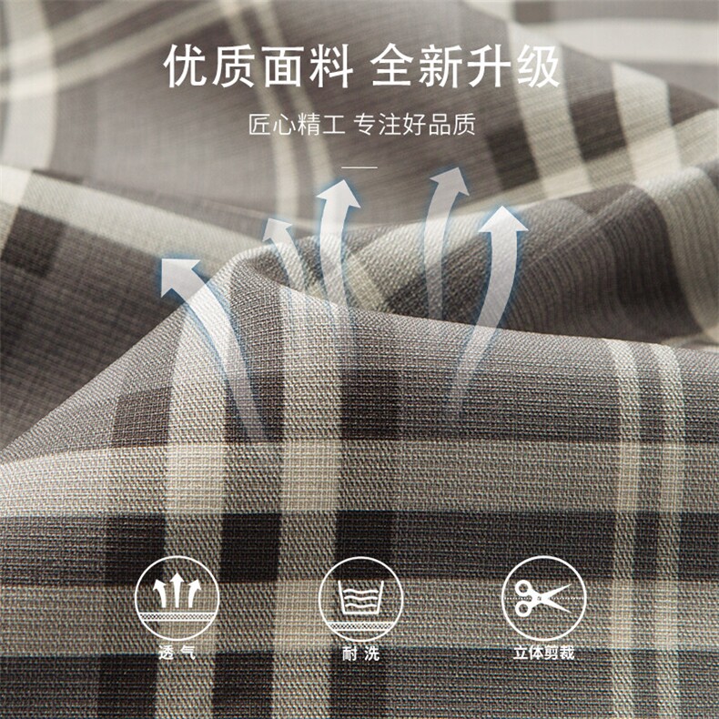 夏季男短袖衬衫冰丝透气感时尚休闲格子免烫抗皱品端衬衣男装,男装衬衫,钱塘6003（原4033）