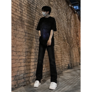 弹力渐变微喇毛边直筒水泥牛仔裤男K860-K861-K866-P50 K5800-P55图片